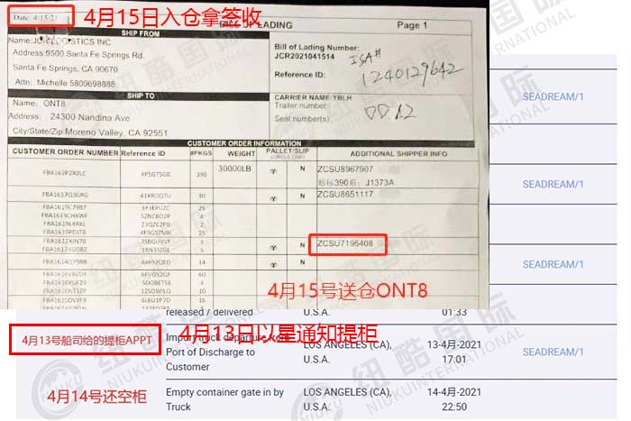 到美国ONT8多少天，尾端卡派提柜到入仓2天时效